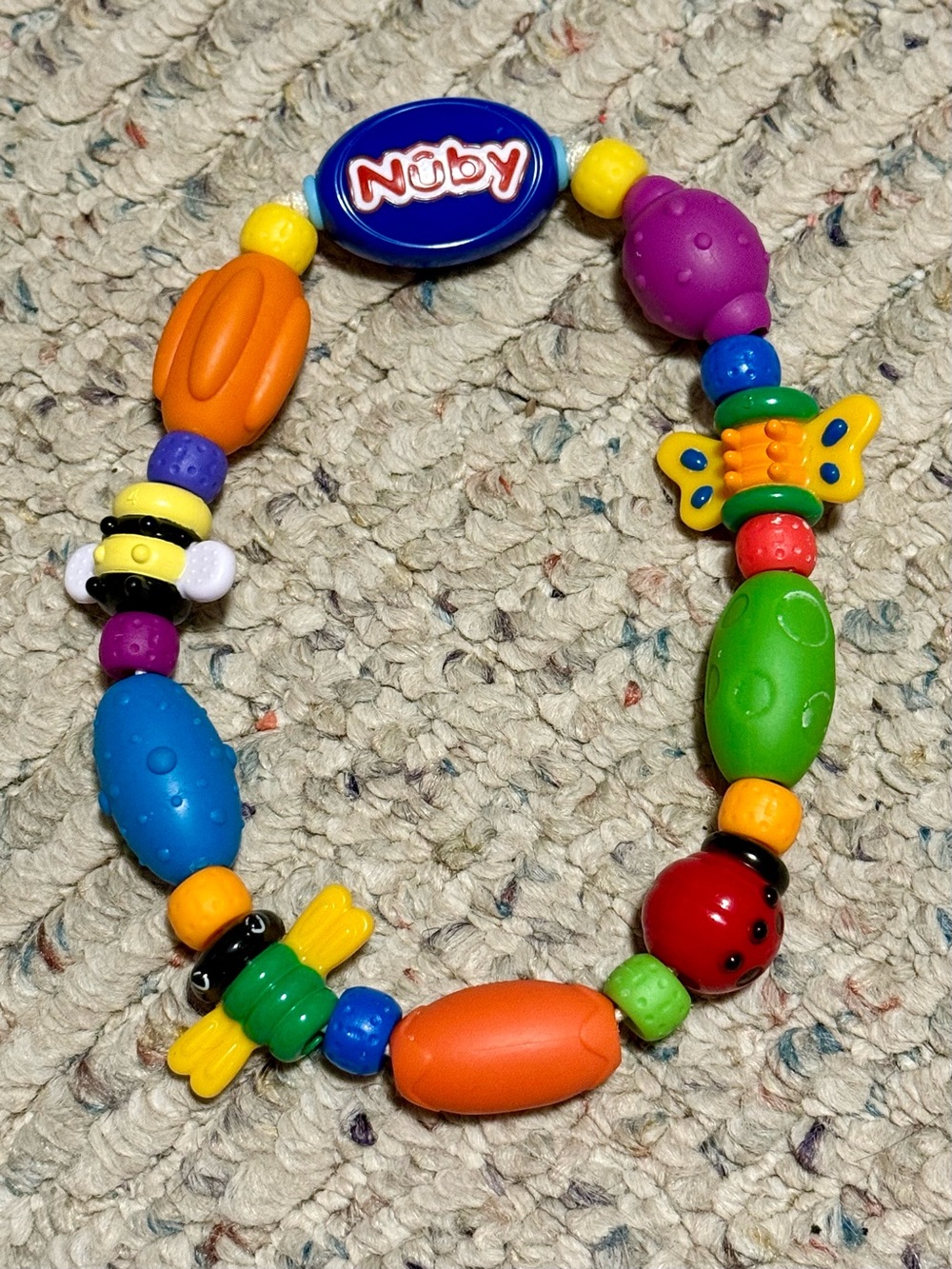 Nuby Bug-A-Loop Teething Ring Bracelet Toy Baby Toddler Multicolor